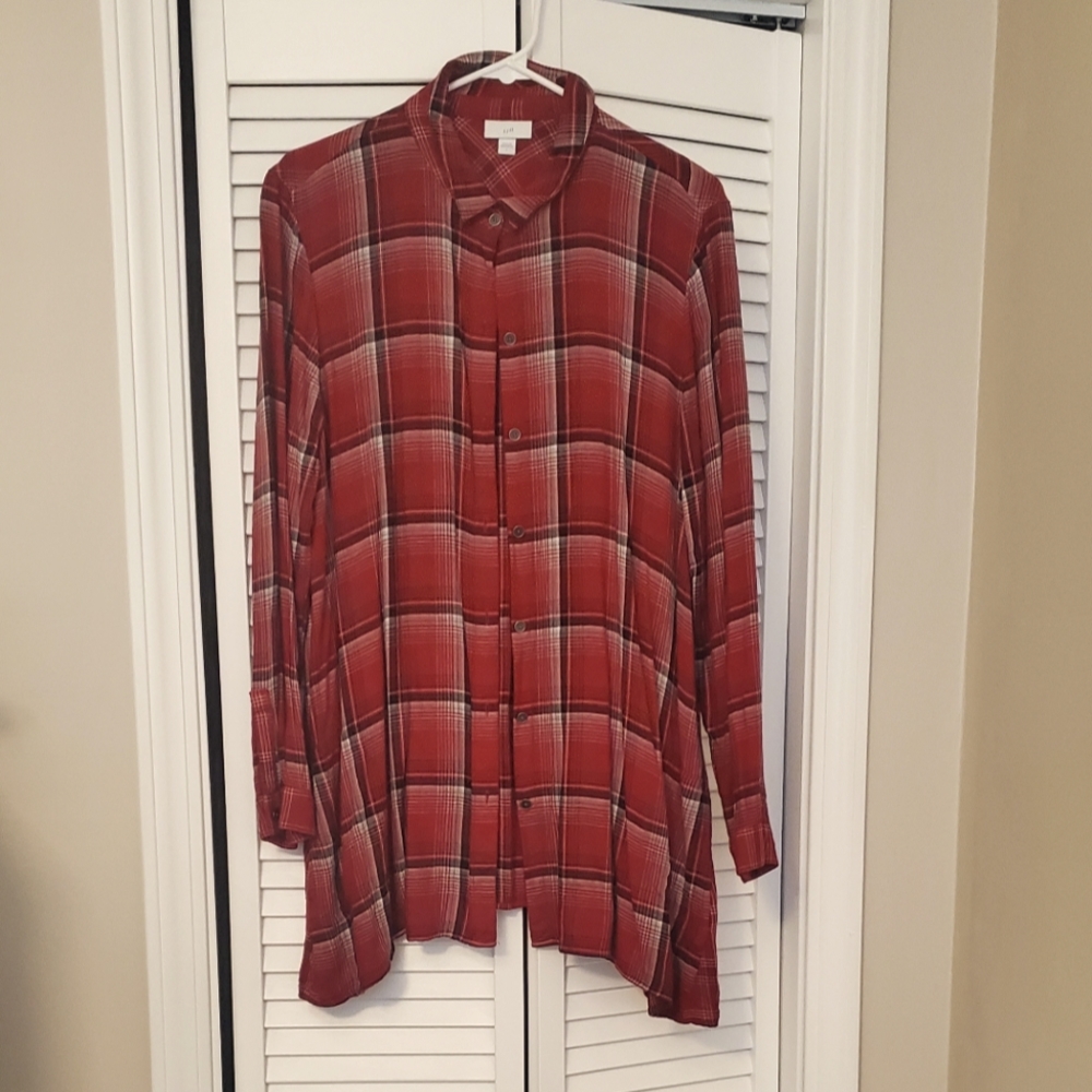 Jjill Red Plaid Tunic